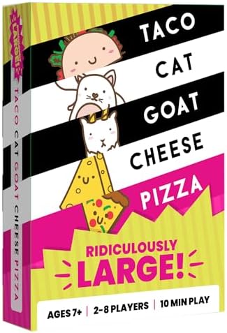 Taco Cat Goat Cheese Pizza Ridiculously Large Edition Wildly Entertaining Oversized Card Game for Family Game Night box art